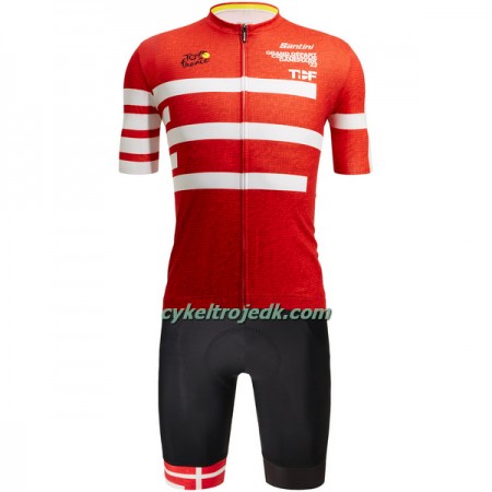 Cykeltøj + Cykelshorts 2022 Tour de France Kopenhagen Rød Hvid